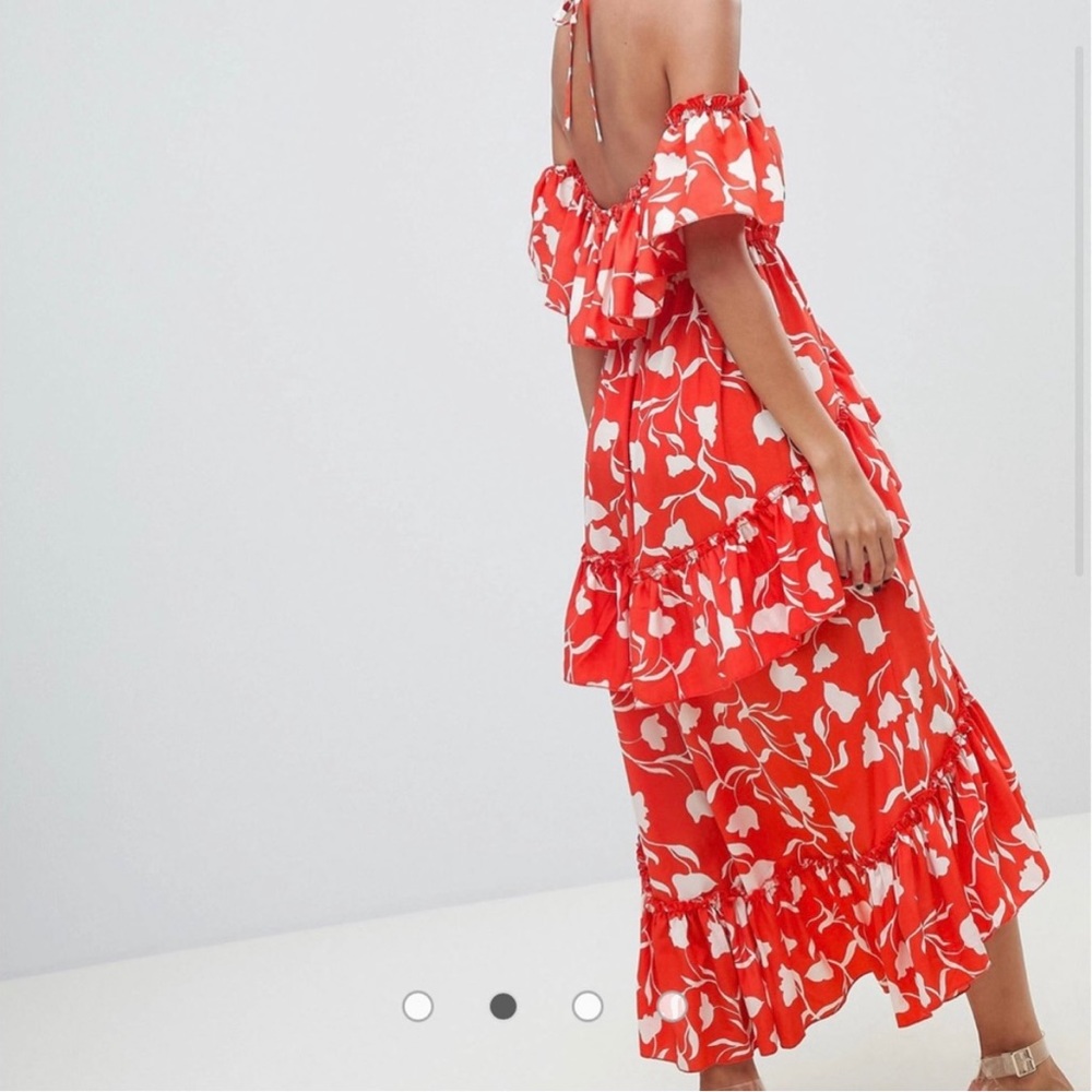ASOS floral print tiered halter dress